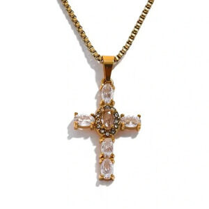 Maria Cross 18K Gold Stainless Steel Waterproof Necklace